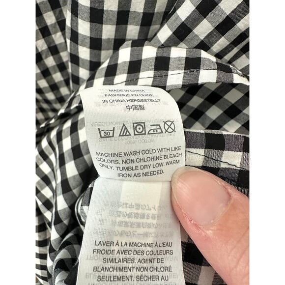 MADEWELL | Black Gingham Peasant Top Embroidered Sleeves Tassel Tie NWT | XL - Picture 9 of 9